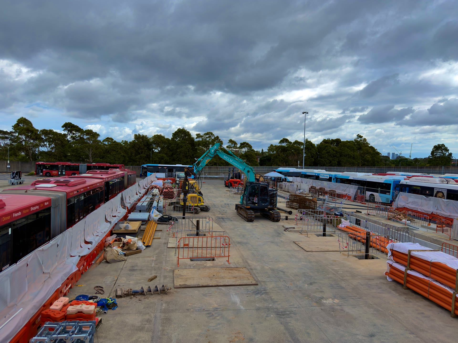 Screw pile installation across a large industrial site
