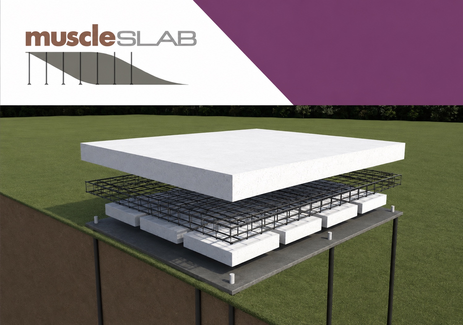 Concept rendering of a MuscleSlab platform and screw pile interface